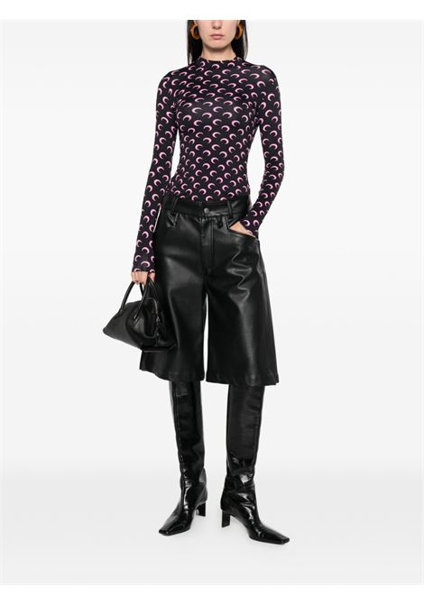 moon printed jersey ls highneck top woma black and pink MARINE SERRE | WTS005ACJER0001BK90